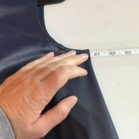 NWT DKNY Women Sleeveless Crew Neck Handkerchief Hem Shift MIDI Dress Blue Small - Picture 9 of 11